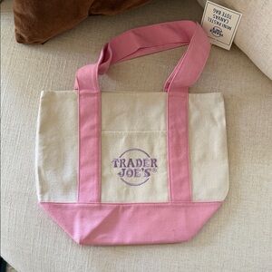NWT Trader Joe's Pink Pastel Tote Bag Mini